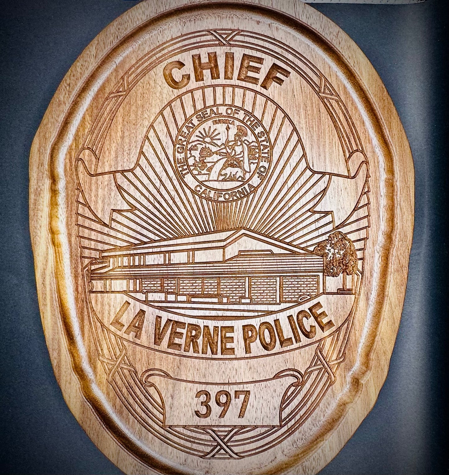 Personalized Badge Valet Tray – Custom Department Badge Shape