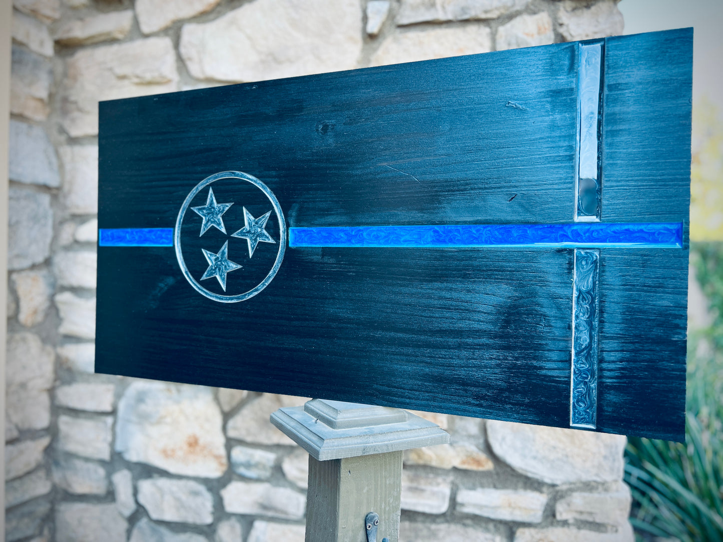 Custom Thin Line American Flag — Handcrafted Wood Flag with Epoxy Line