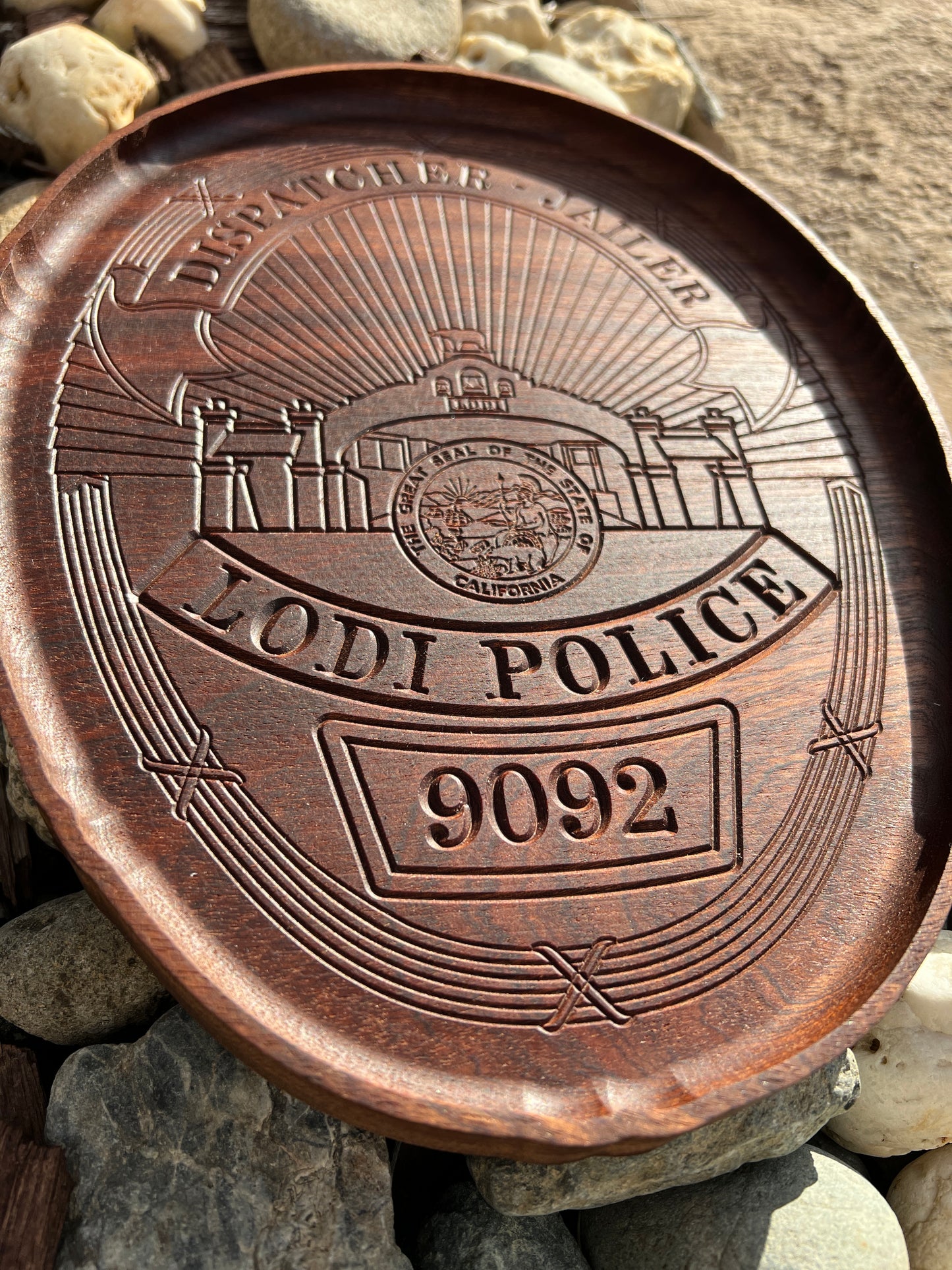 Personalized Badge Valet Tray – Custom Department Badge Shape