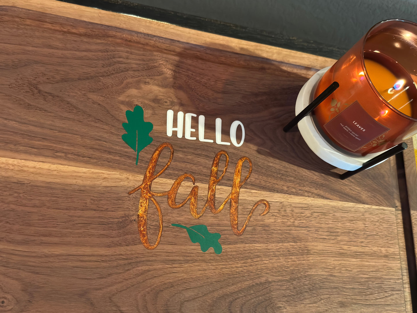 "Hello Fall" Walnut Cutting Board — Epoxy Inlay | Ready to Ship