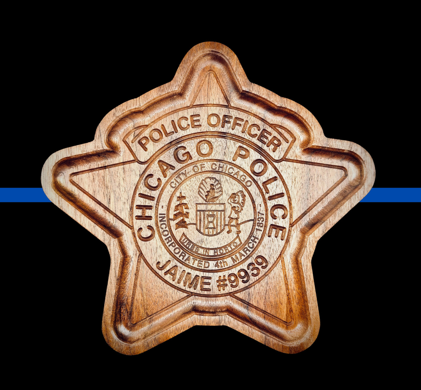 Personalized Badge Valet Tray – Custom Department Badge Shape