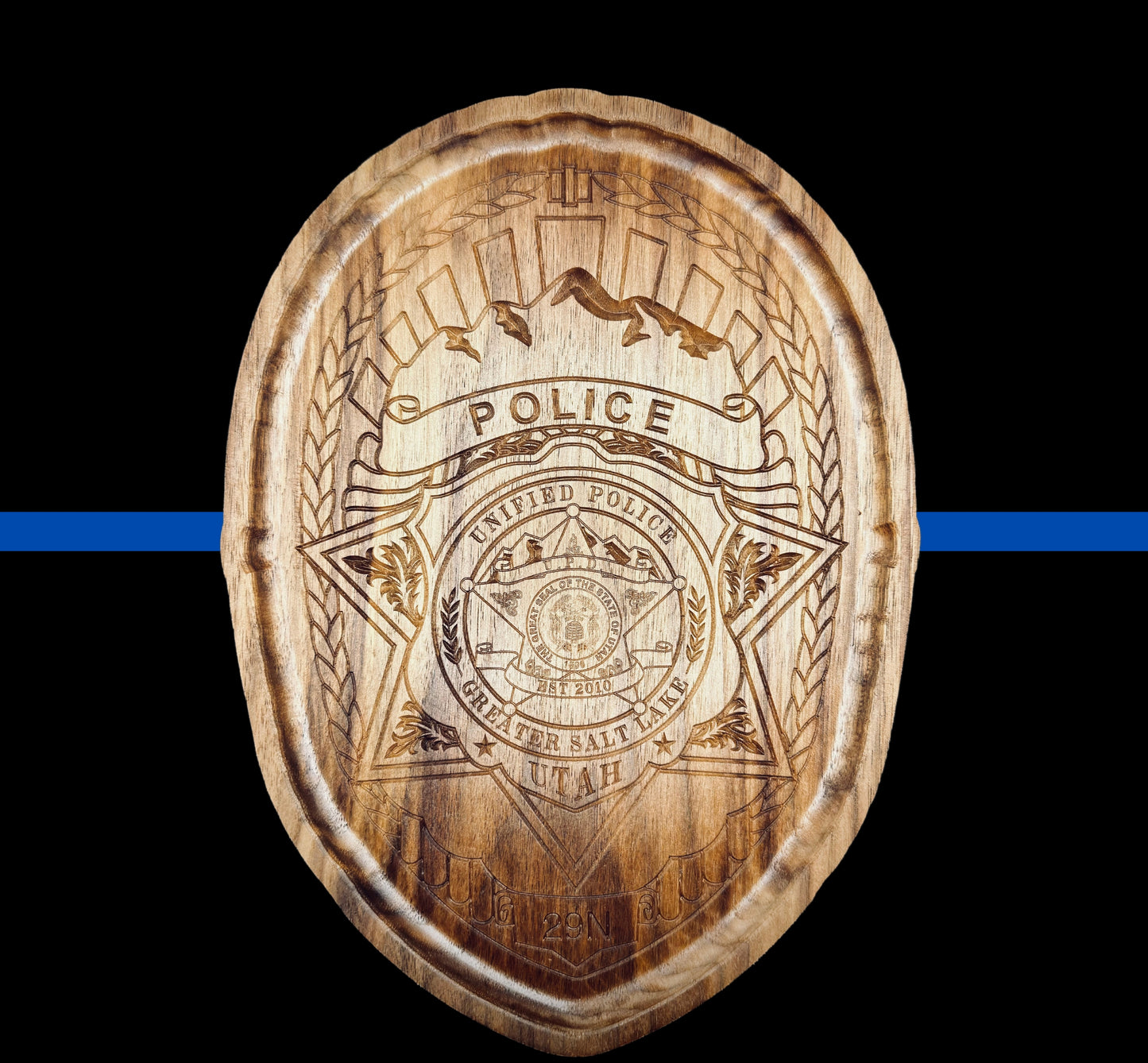 Personalized Badge Valet Tray – Custom Department Badge Shape