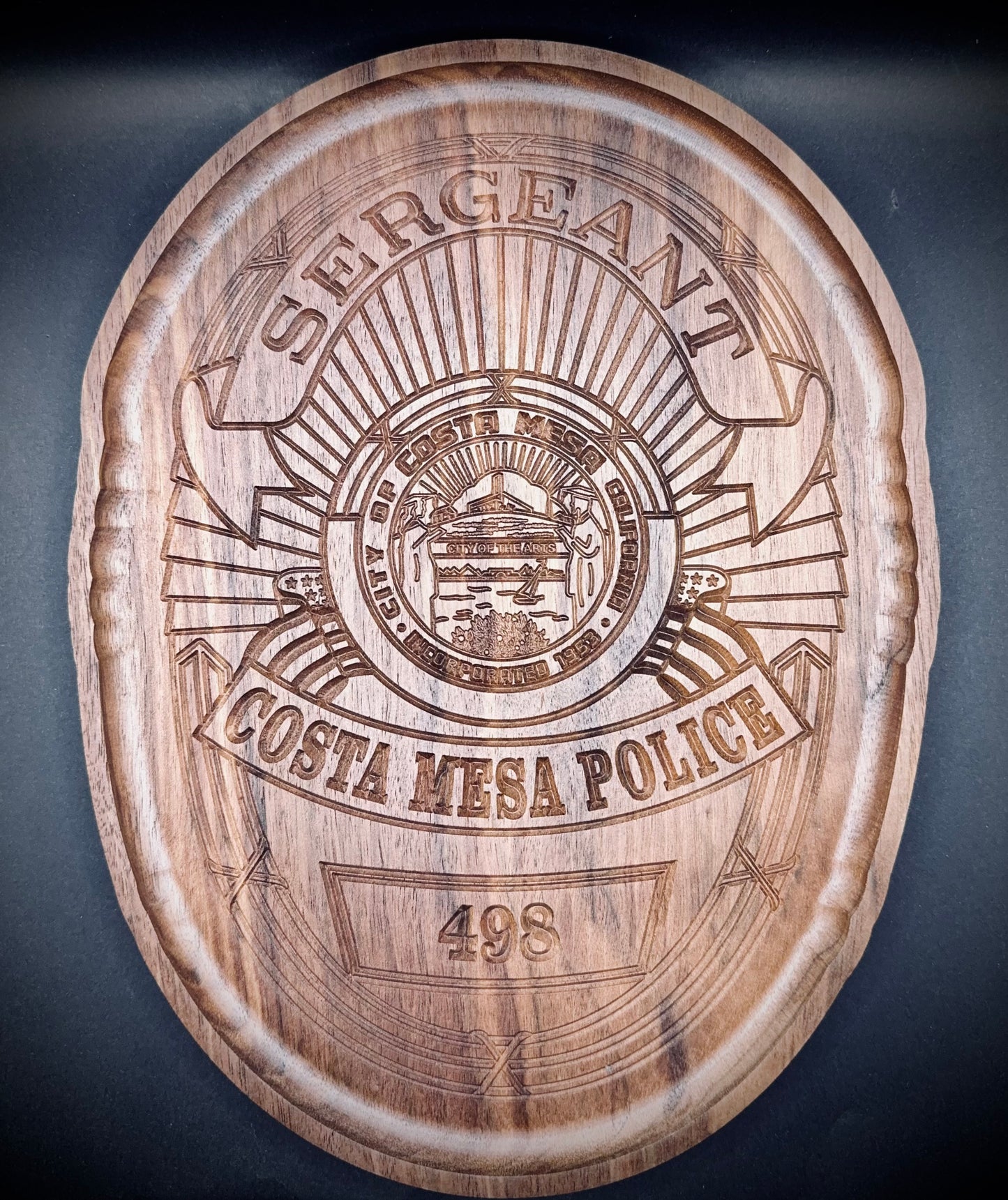 Personalized Badge Valet Tray – Custom Department Badge Shape