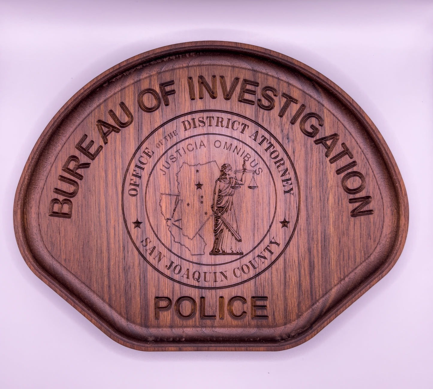 Personalized Badge Valet Tray – Custom Department Badge Shape