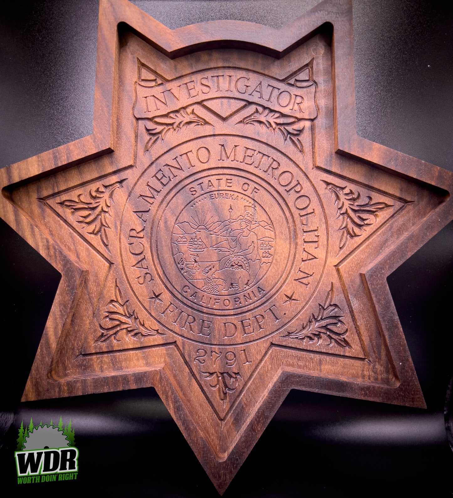 Personalized Badge Valet Tray – Custom Department Badge Shape