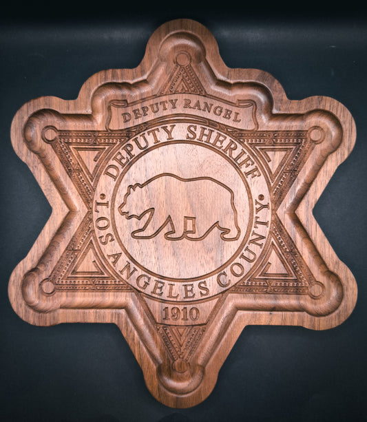 Personalized Badge Valet Tray – Custom Department Badge Shape
