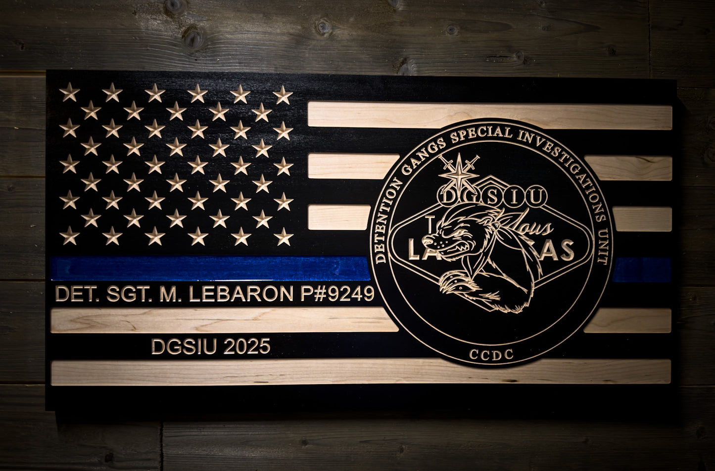 Custom Thin Line American Flag — Handcrafted Wood Flag with Epoxy Line