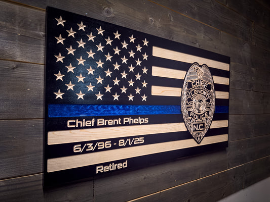 Custom Thin Line American Flag — Handcrafted Wood Flag with Epoxy Line