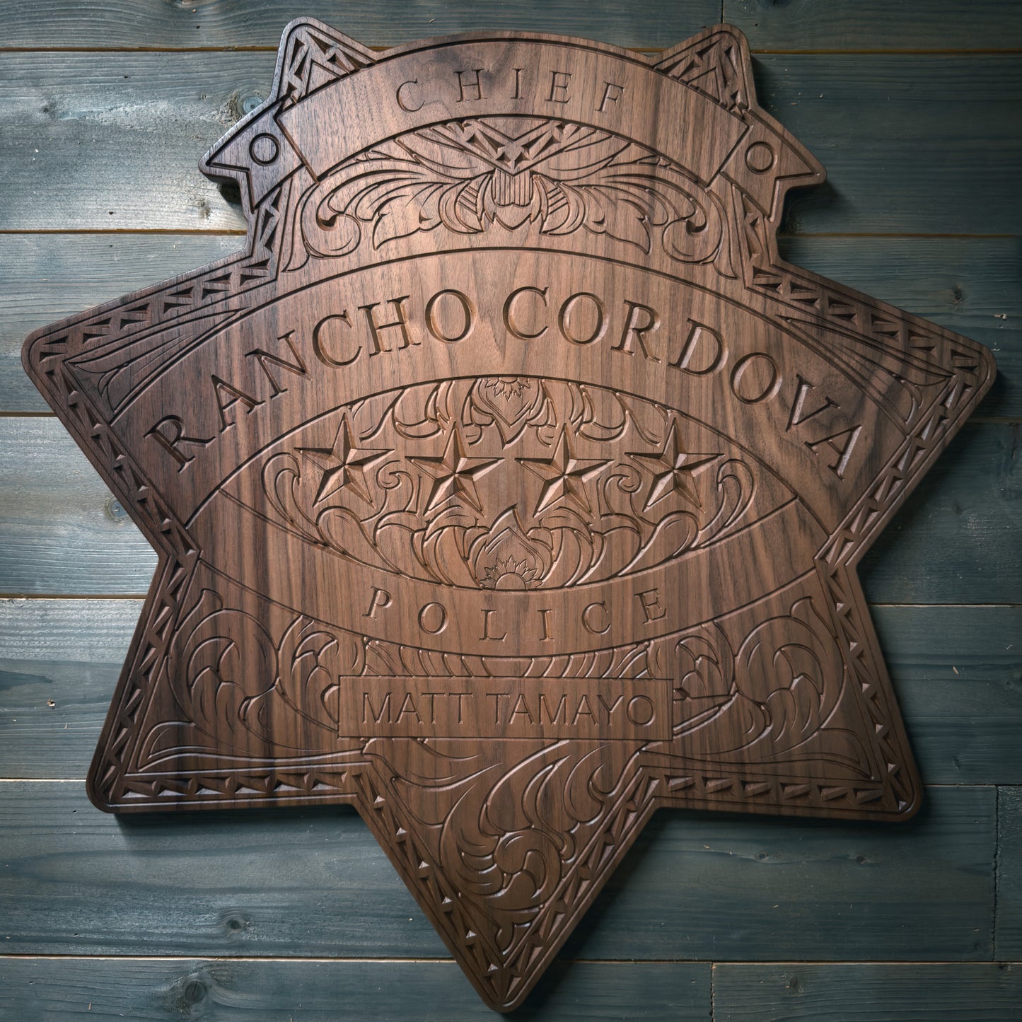 Custom Large Badge Replica — Handcrafted Walnut