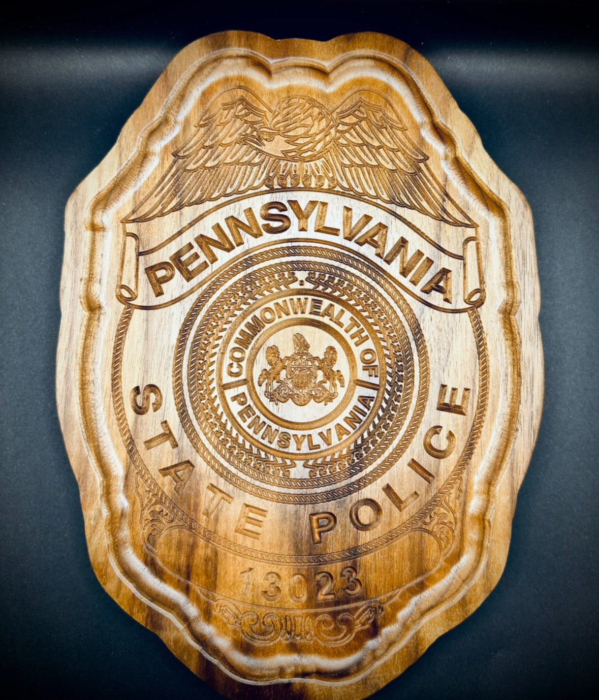 Personalized Badge Valet Tray – Custom Department Badge Shape
