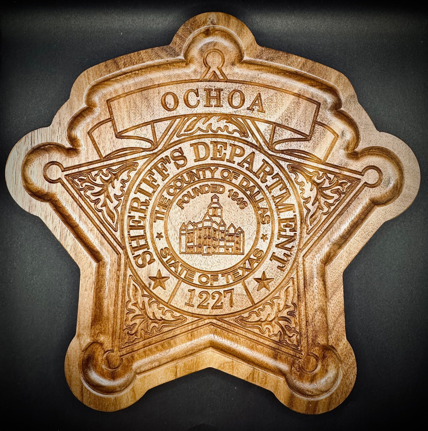 Personalized Badge Valet Tray – Custom Department Badge Shape