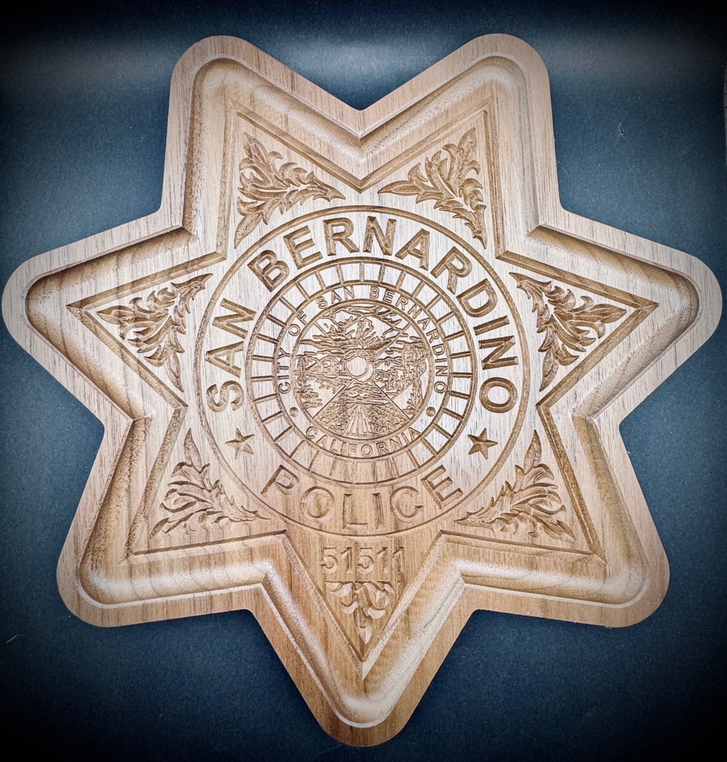 Personalized Badge Valet Tray – Custom Department Badge Shape