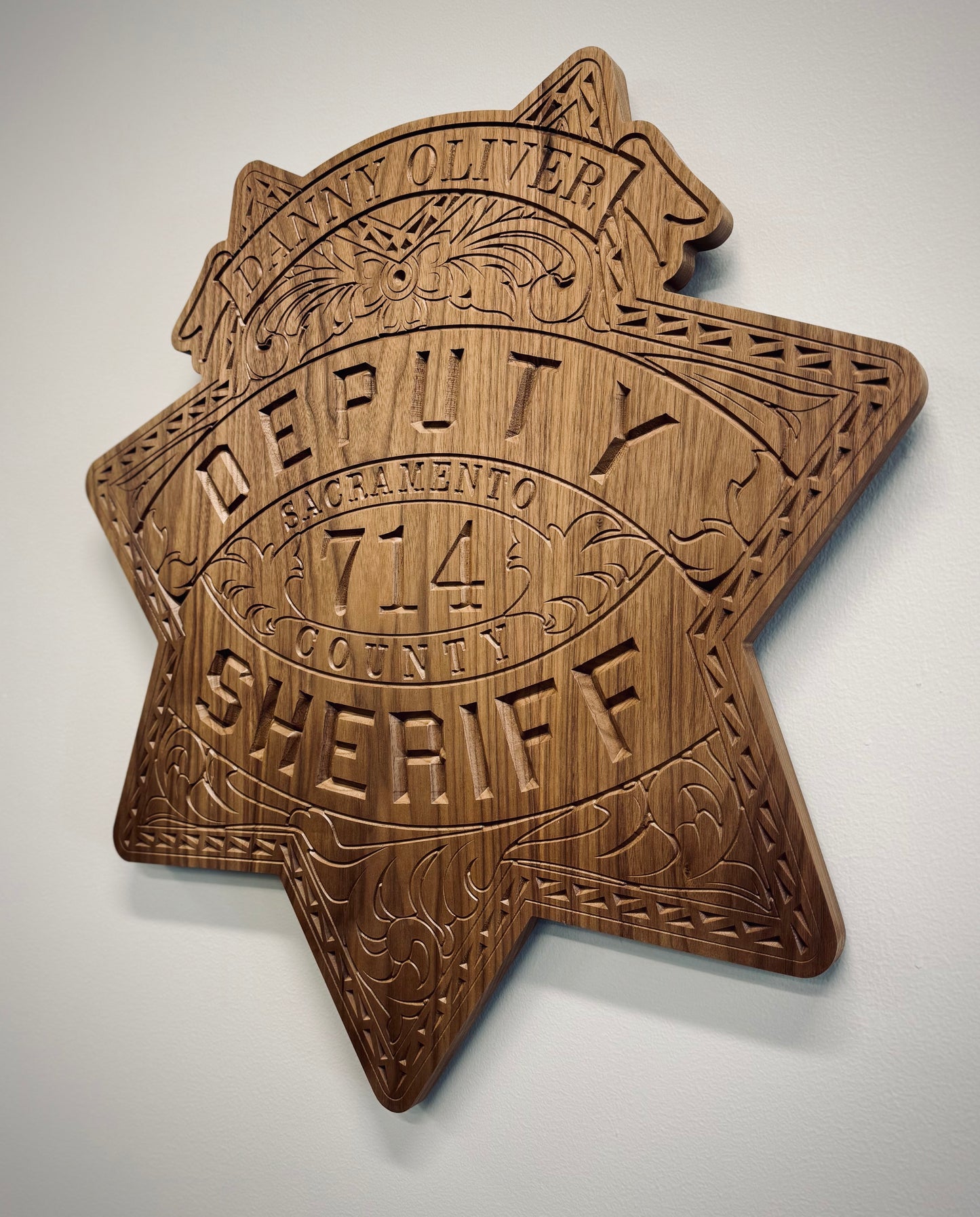 Custom Large Badge Replica — Handcrafted Walnut