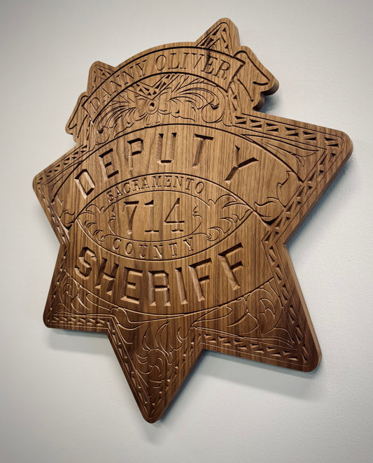 Custom Large Badge Replica — Handcrafted Walnut Wall Display