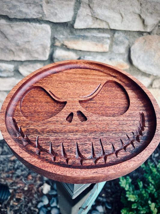 Jack Skellington-Inspired Sapele Hardwood Tray – 8”