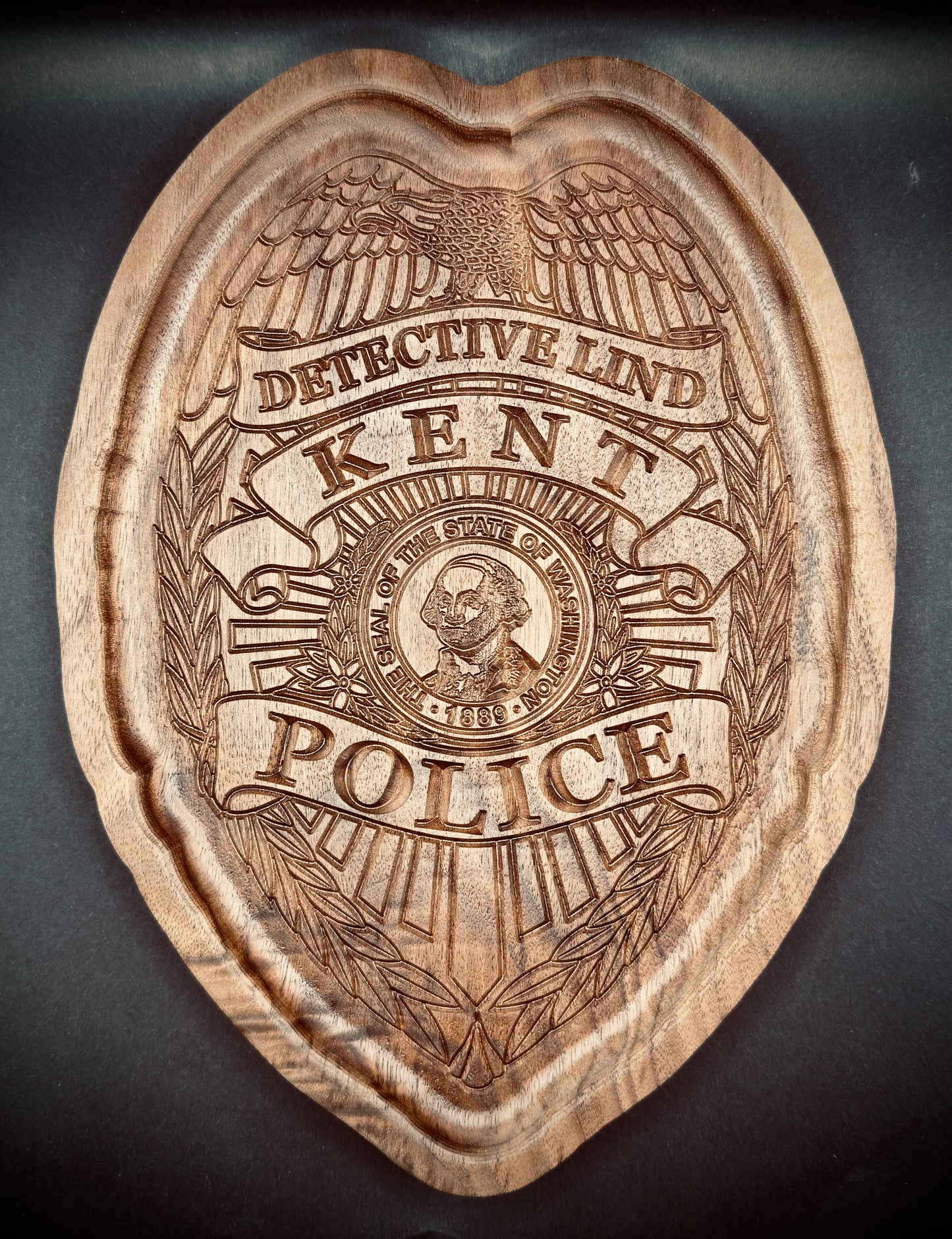 Personalized Badge Valet Tray – Custom Department Badge Shape