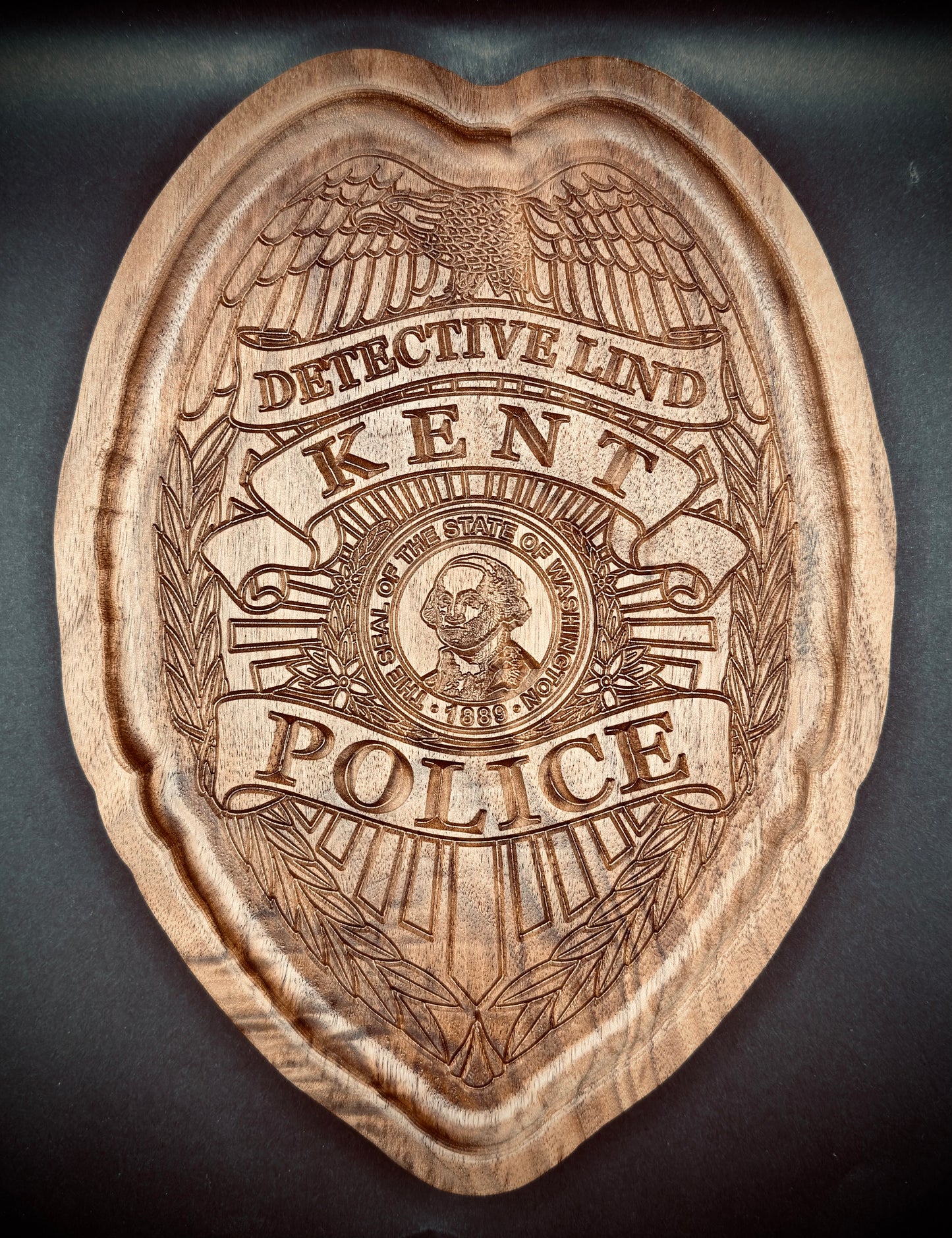 Personalized Badge Valet Tray – Custom Department Badge Shape