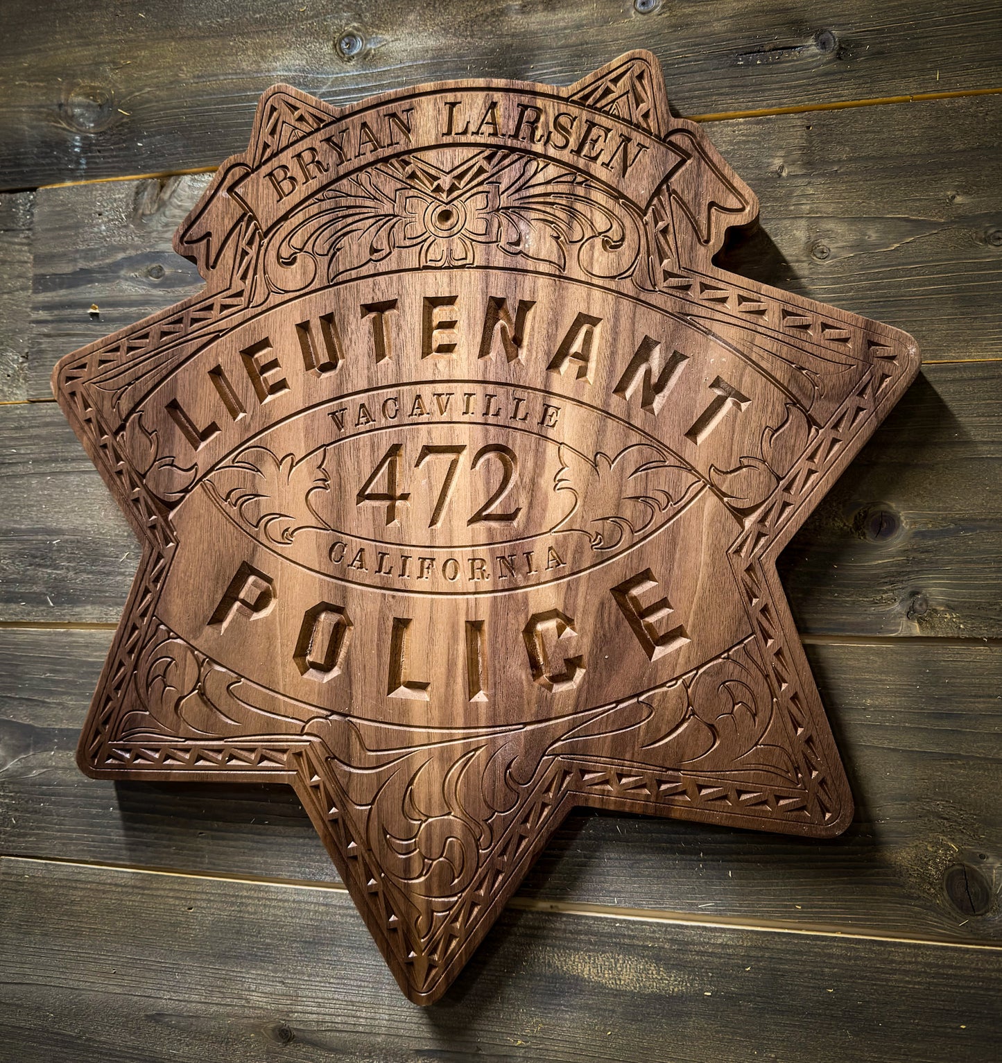 Custom Large Badge Replica — Handcrafted Walnut