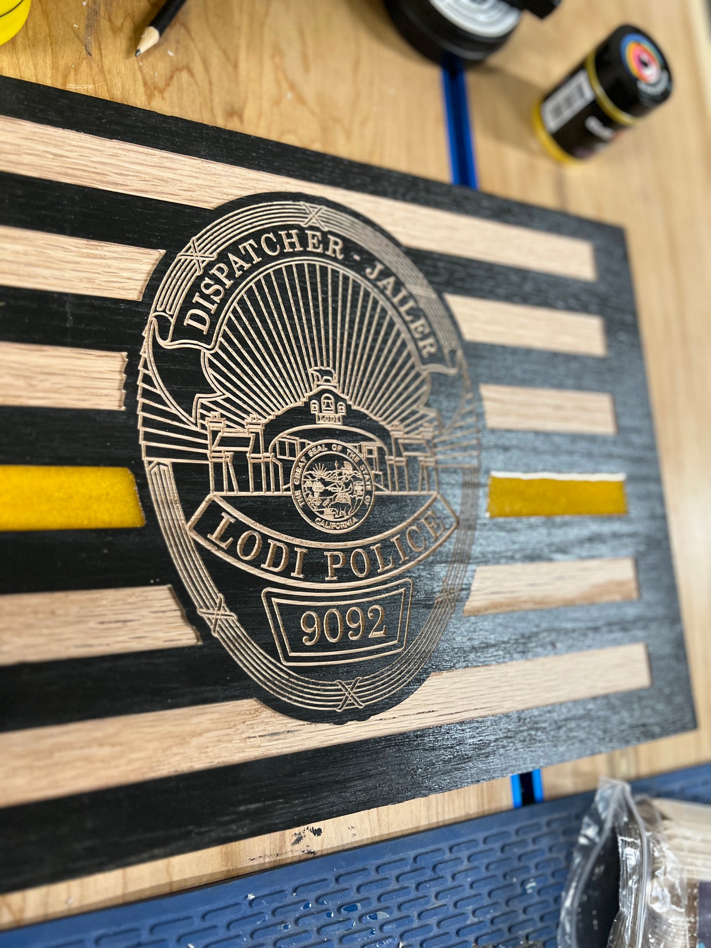 Custom Thin Line American Flag — Handcrafted Wood Flag with Epoxy Line