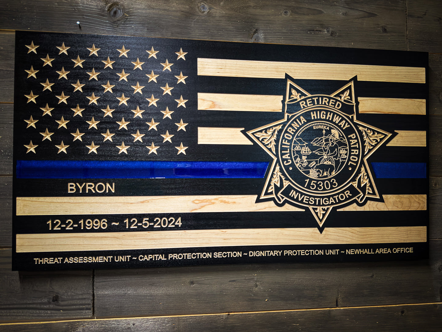 Custom Thin Line American Flag — Handcrafted Wood Flag with Epoxy Line