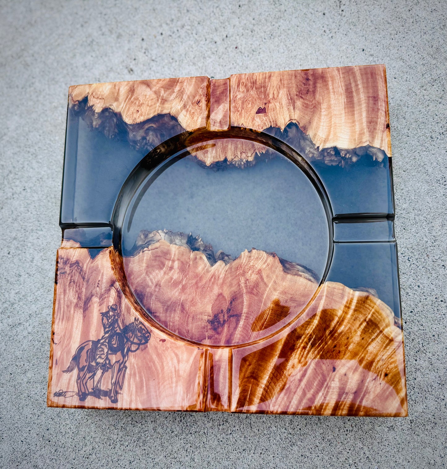 Luxury Custom Cigar Ash Tray | Live Edge Burl & Epoxy | Personalized Gift