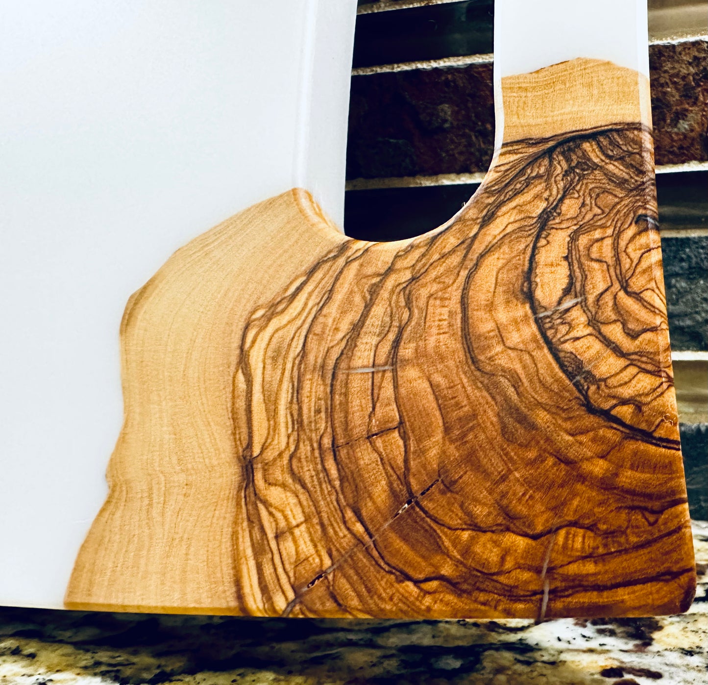 Turkish Olivewood "Milk & Cookies" Charcuterie Board – White Epoxy