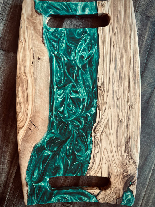 Turkish Olivewood Emerald River Charcuterie Board