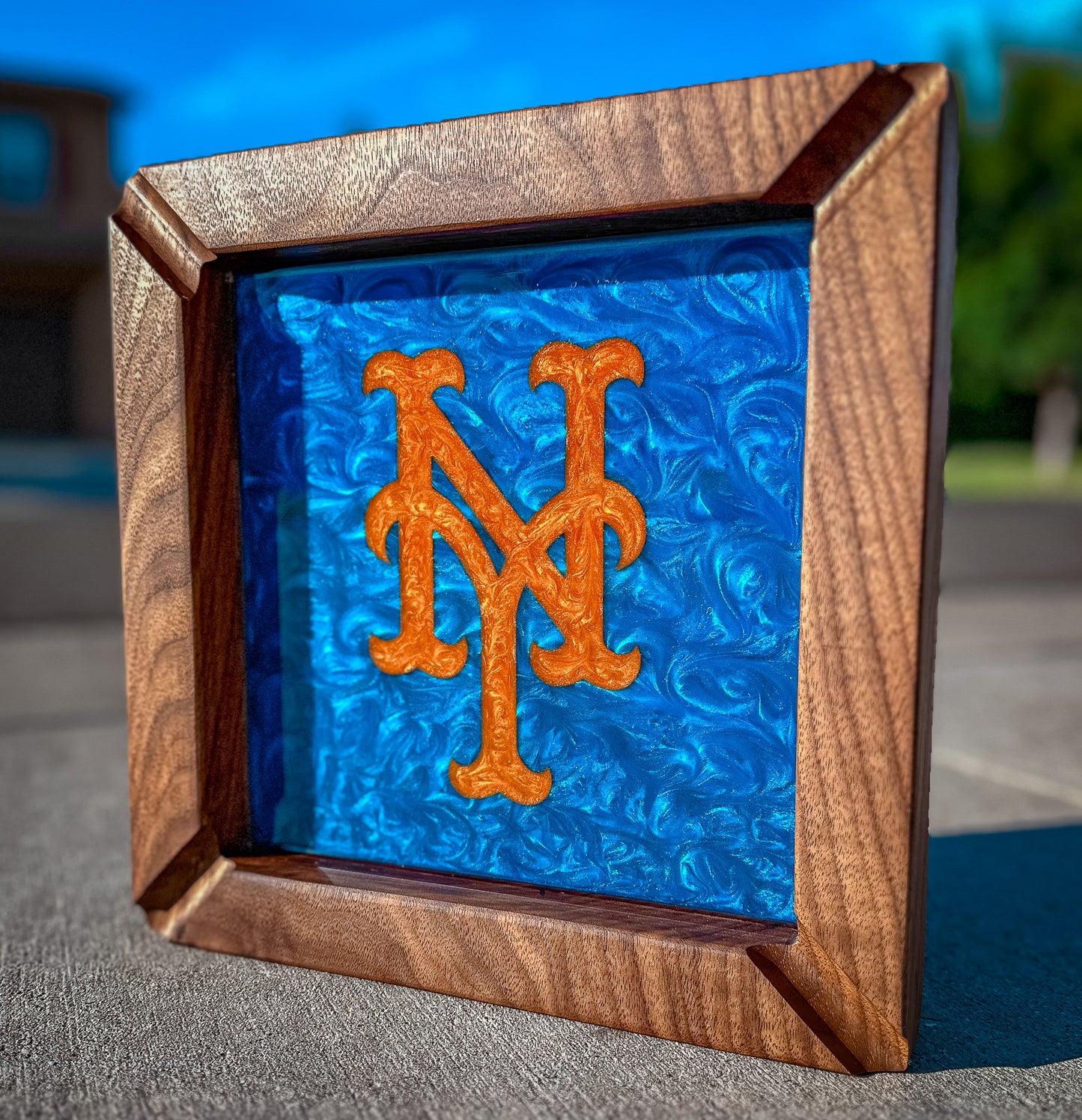 Custom Walnut Cigar Ash Tray — Personalized Epoxy Logo Design