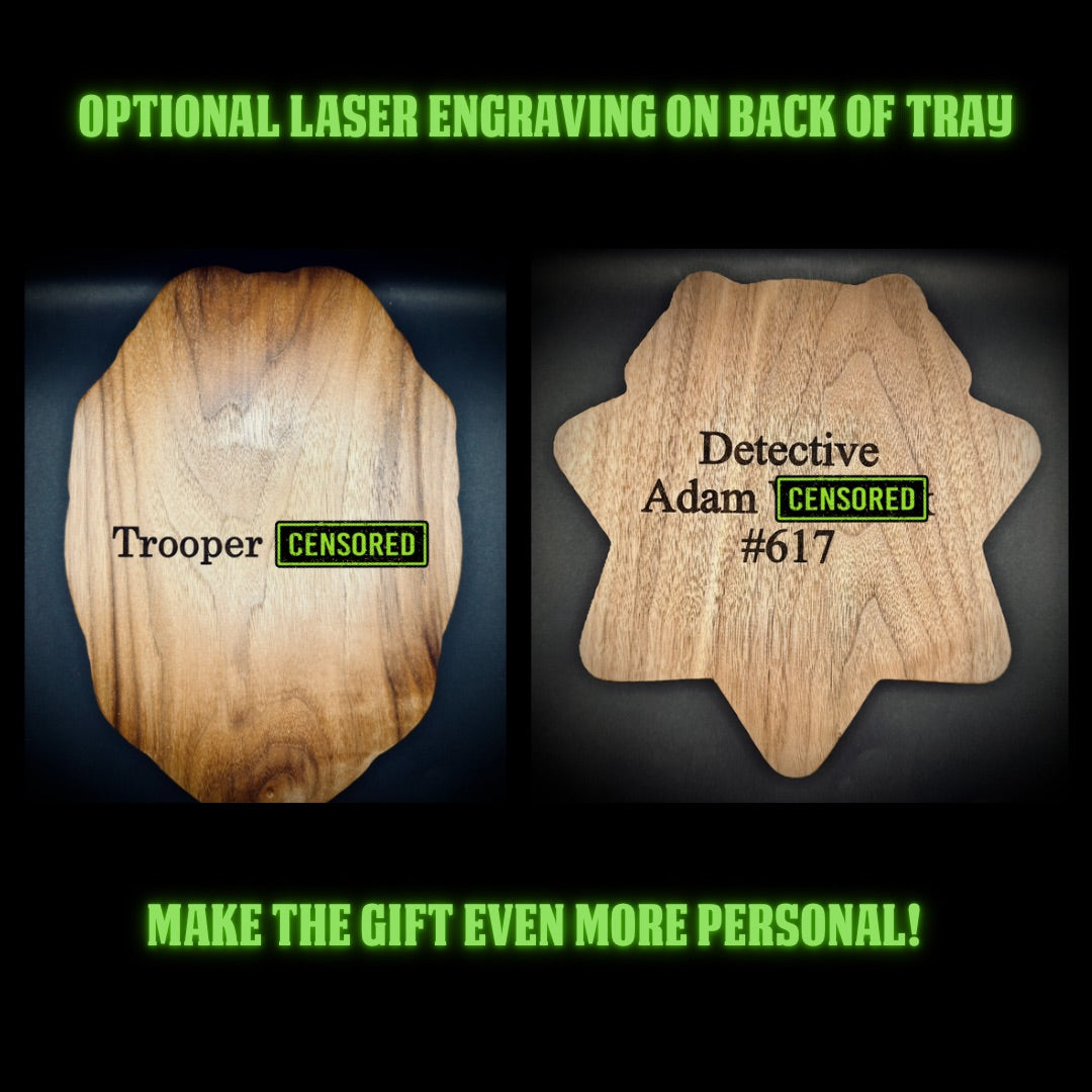 Personalized Badge Valet Tray – Custom Department Badge Shape
